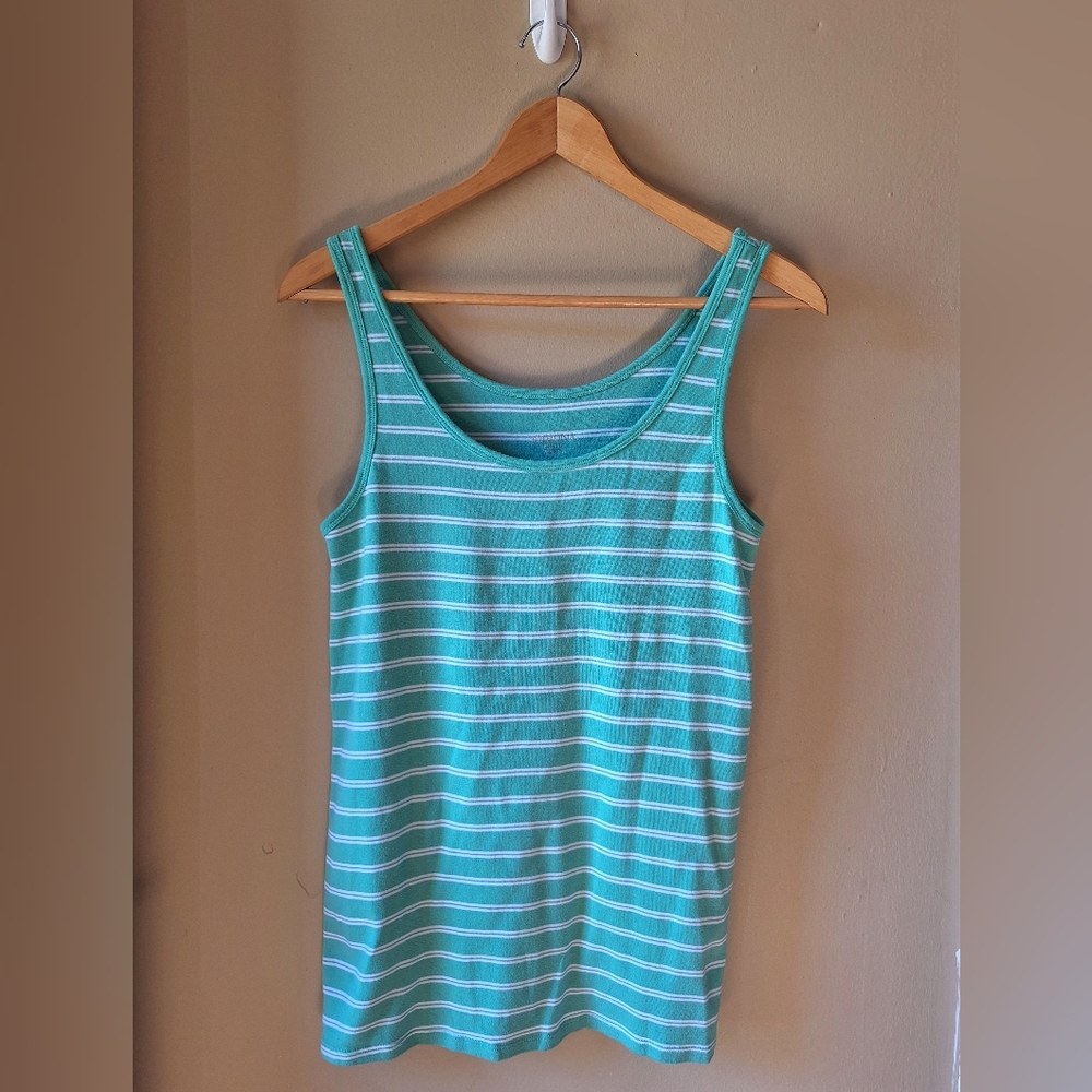 Merona Green Striped Tank Top Size XXL